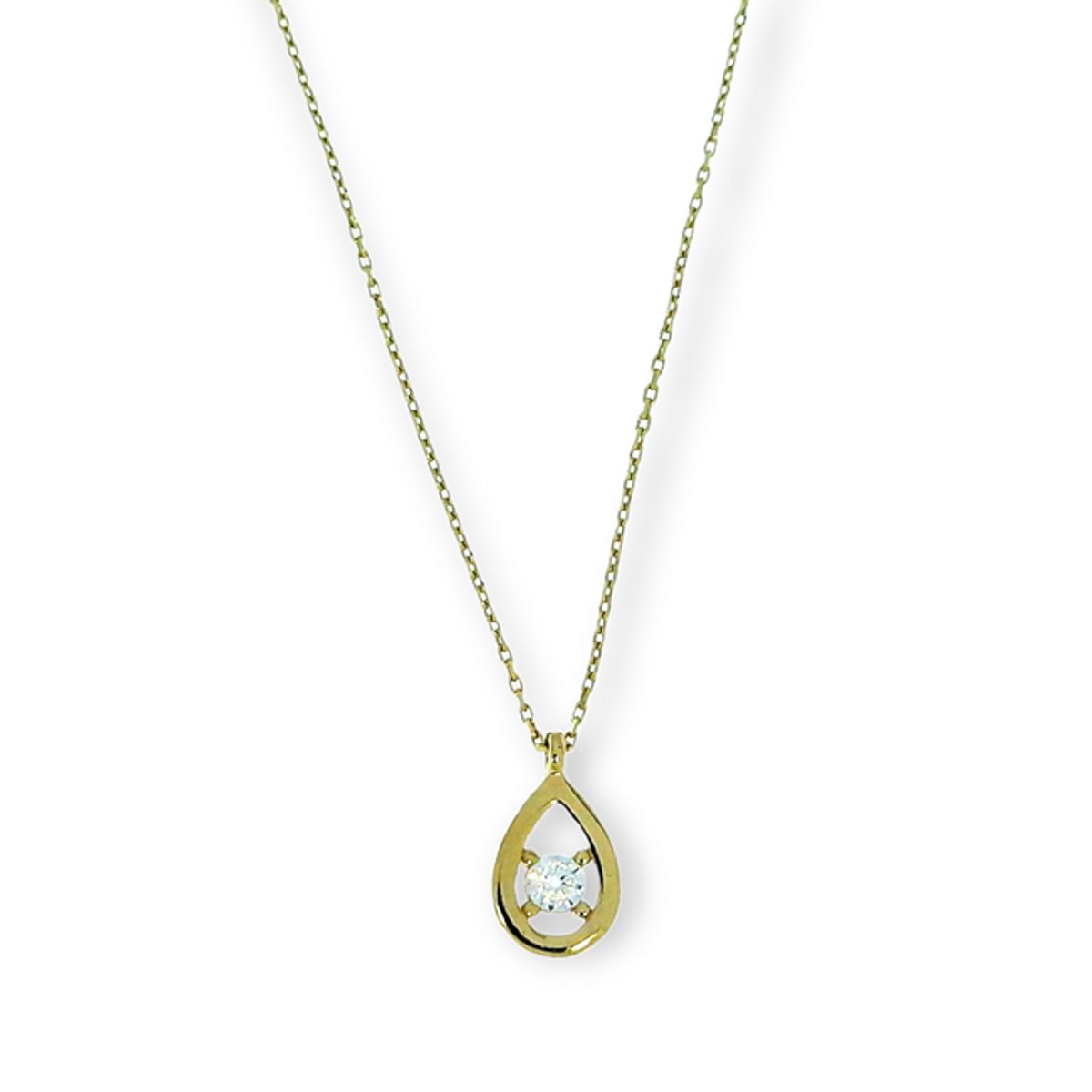 Gouden Ketting Druppel Hanger Zirkonia 14 karaats 41 + 2 cm