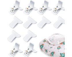 Quilted Dekbed Clips - Laken Clips - Dekbedclips - 12stuks - voor lakens - Dekbed Klemmen - Dekbedovertrek Clips - Stevige Dekbed clips - Dekbedklemmen - Bedlaken Clips - Stevige Dekbedclips - wit - Clips voor Dekbedden en Lakens