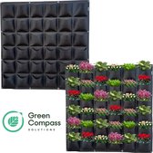 Green Compass Solutions® Verticale Tuin - 36 Vakken - 100 x 100 cm - Inclusief Gratis Bevestigingsset - Kweekzak - Kweekbak van Vilt - Moestuin – Plantenbak – Plantenzakken - Kweekzakken