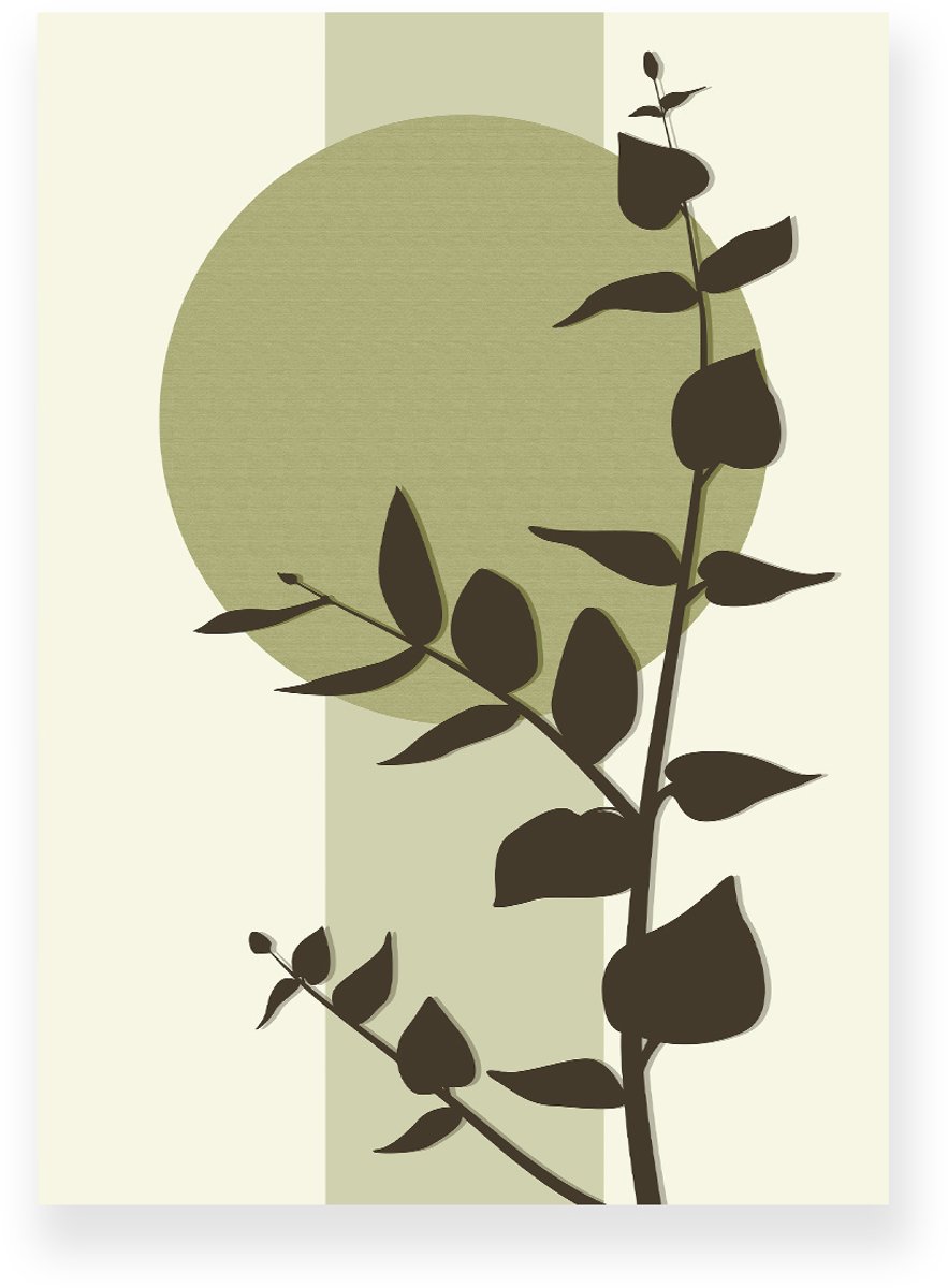 Yisual Poster 30x40 cm - Eucalyptus - Plant - Donkergroen - Groen - Minimalistisch - Japandi Muurdecoratie - Wanddecoratie