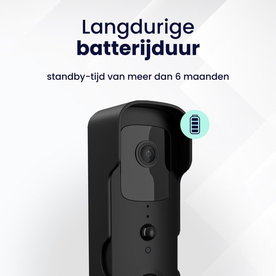 Draadloze video-deurbel, wifi, HD-camera met tweerichtingscommunicatie en PIR-bewegingsdetectie, telefoonbediening, thuisbeveiliging, slimme deurbel