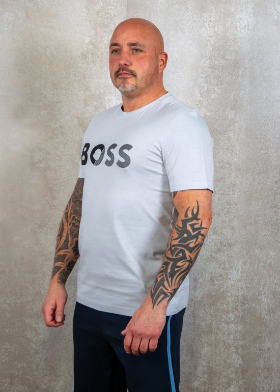 Hugo Boss Tee Tape Logo Maillot gris pastel clair