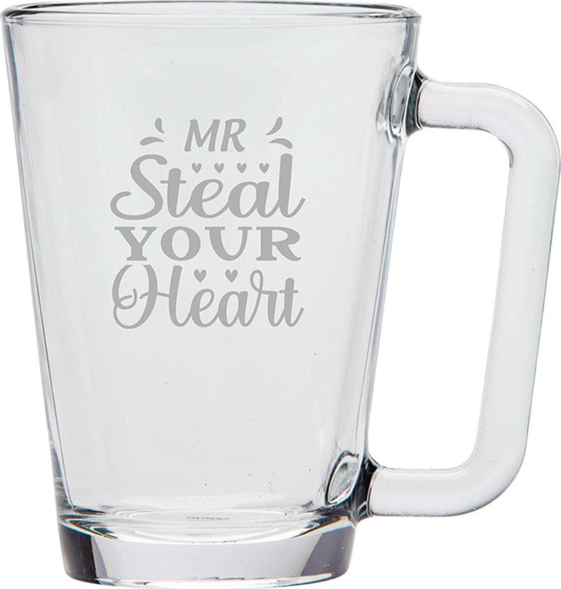 Gegraveerde Theeglas 26cl Mr. Steal your heart