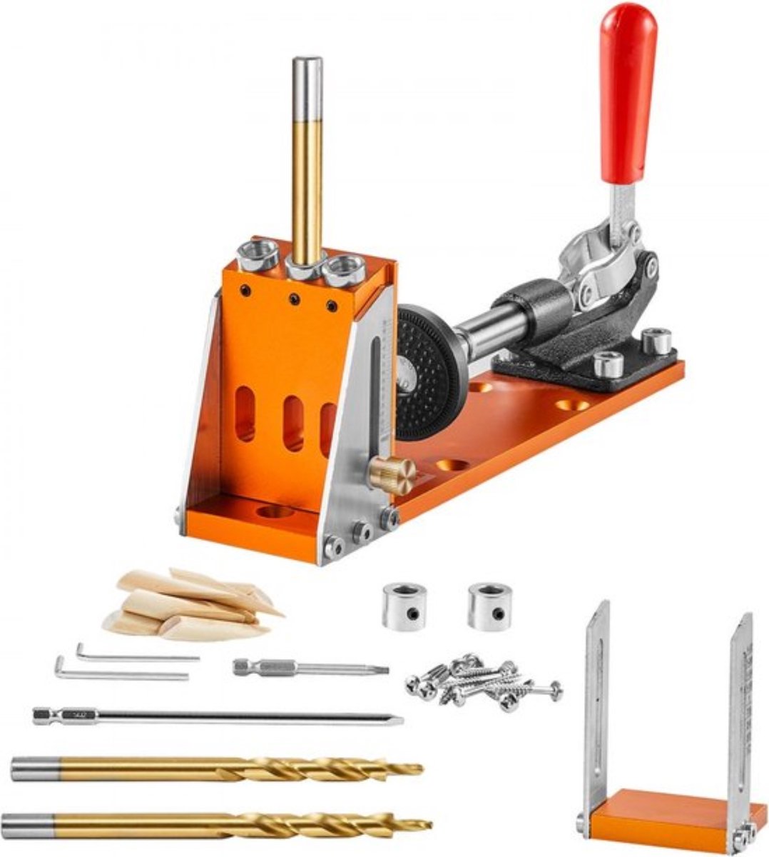 Boormal - Pocket Hole Jig Kit - Booraccessoires voor Houtbewerking - Inclusief Wrench & Square Drive Bits