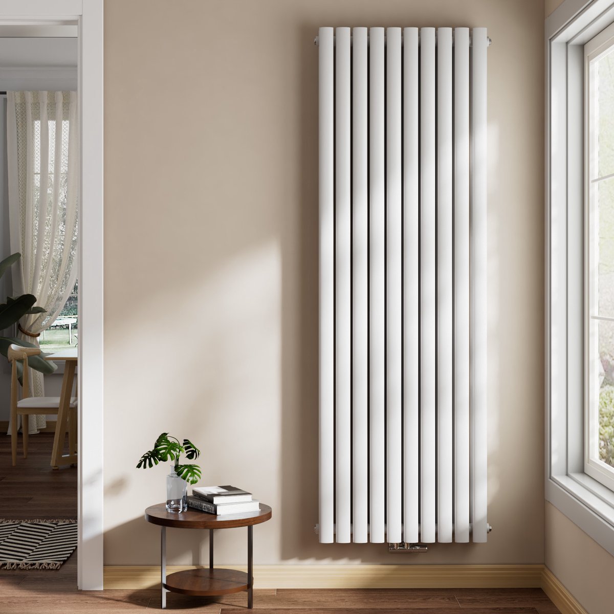 EMKE Design Radiator - Ovale Buizen - 180x60 cm - Dubbel - Glanzend Wit - 2175 W - Verwarming Alle Ruimtes