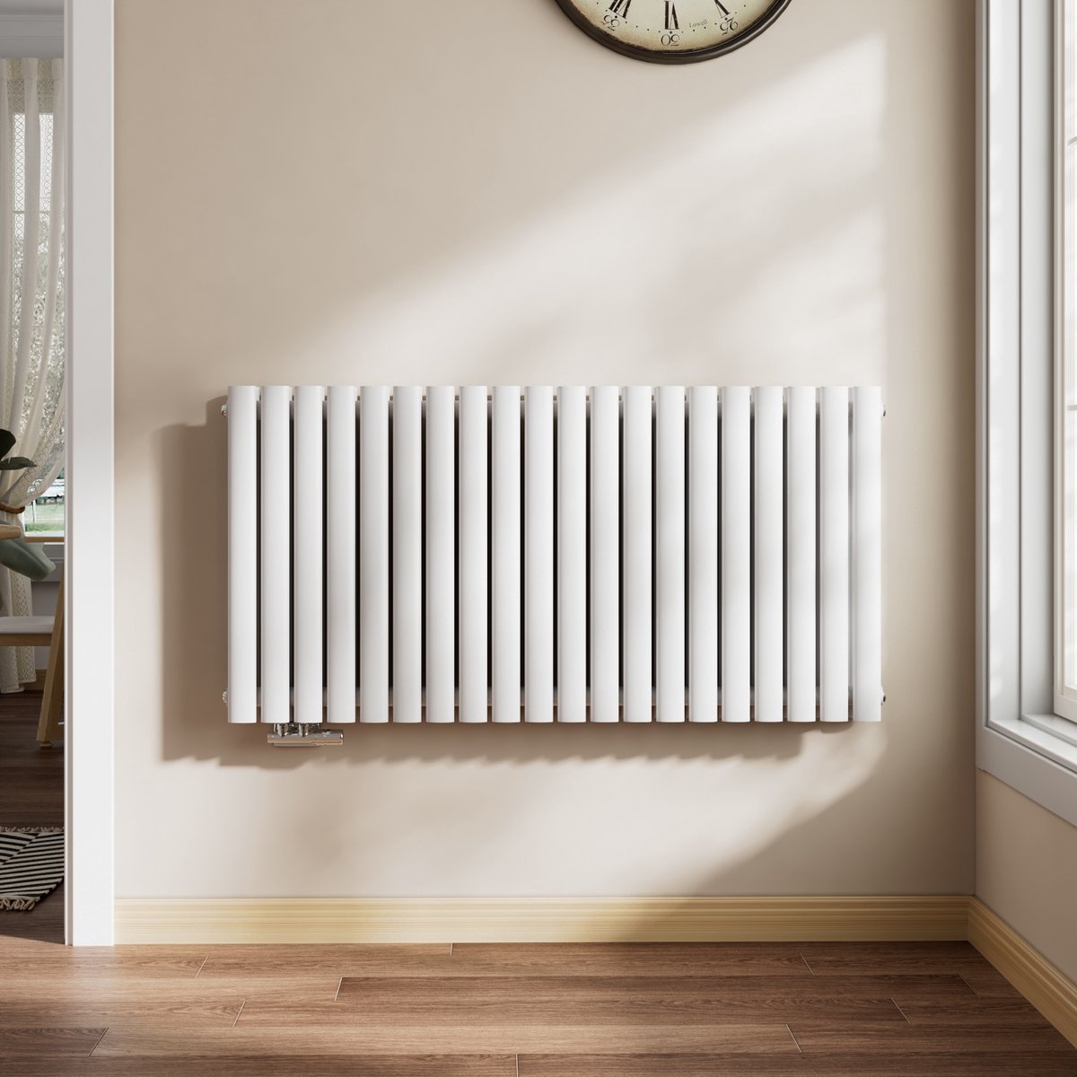 EMKE Design Radiator - Ovale Buizen - 60x118 cm - Dubbel - Glanzend Wit - 1828 W - Verwarming Alle Ruimtes