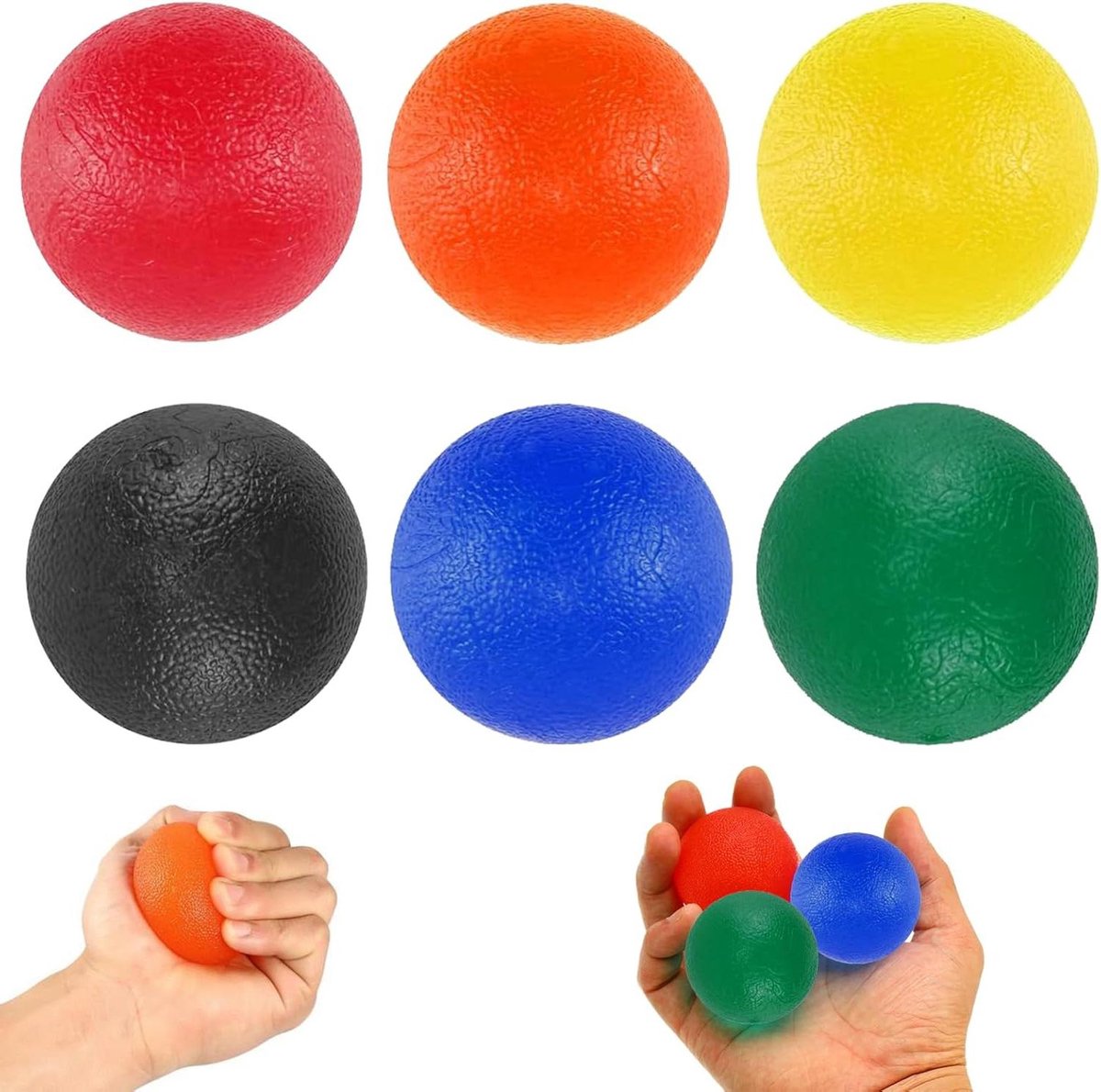 Handtherapieballen - 6 stuks kneedbal voor handtherapie vingers pols - artrose-training - handtherapie oefenballen - siliconen vingers versterkingsmiddel - stress verlichten