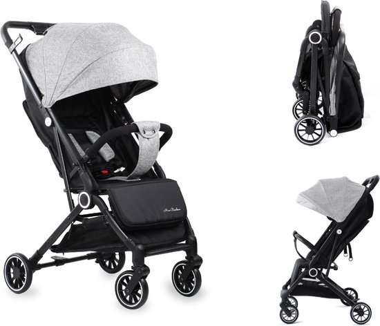 Foto: Mino bambino buggy buggy plooibuggy wandelwagen compact en inklapbaar opgevouwen met handvat grijs