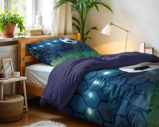 Voetbal omkeerbaar bedrukt dekbedovertrek, premium velours microvezel Voetbal omkeerbaar bedrukt dekbedovertrek, premium velours microvezel