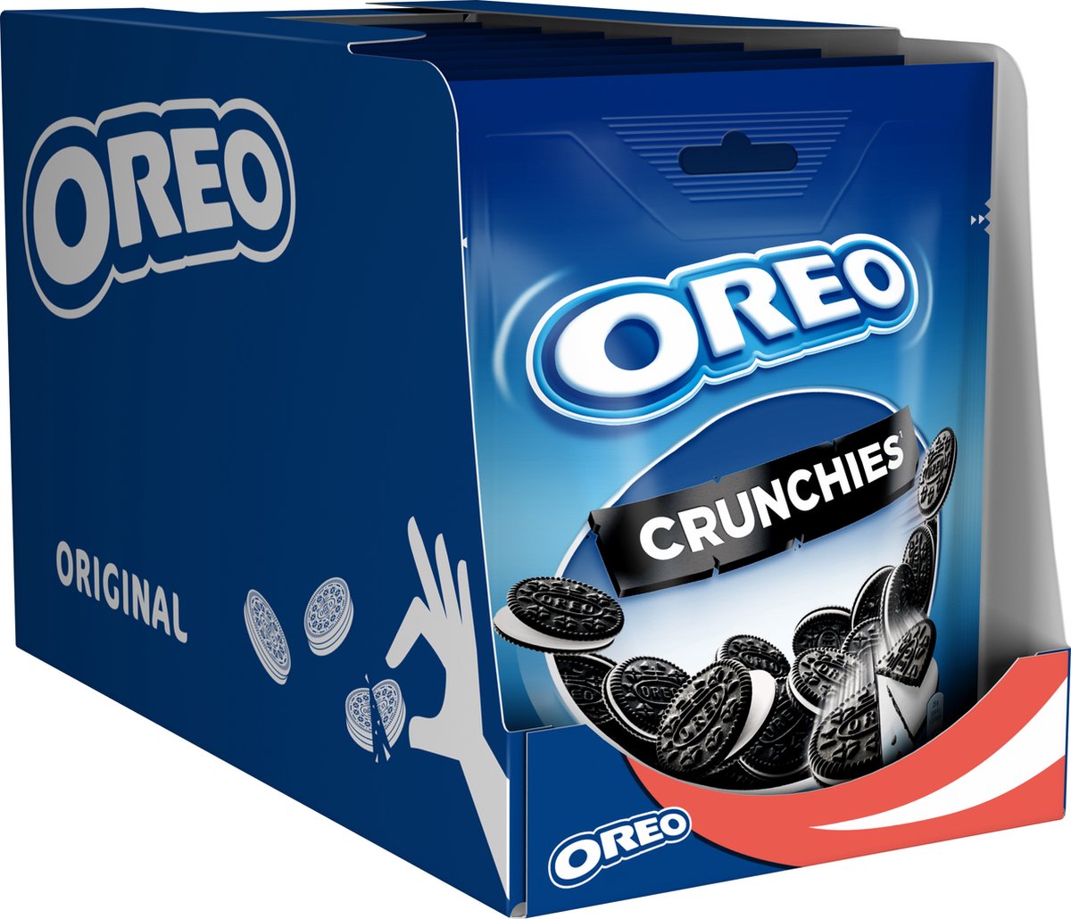 OREO Crunchies Koekjes Chocolade Cacao met Vanille Crèmevulling - Doos 8 x 110g - Zakken - Koeken om uit te delen en snack
