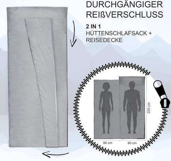 2-in-1 katoenen lichtgewicht XL lakenzak voor 2 personen — afbeelding 4