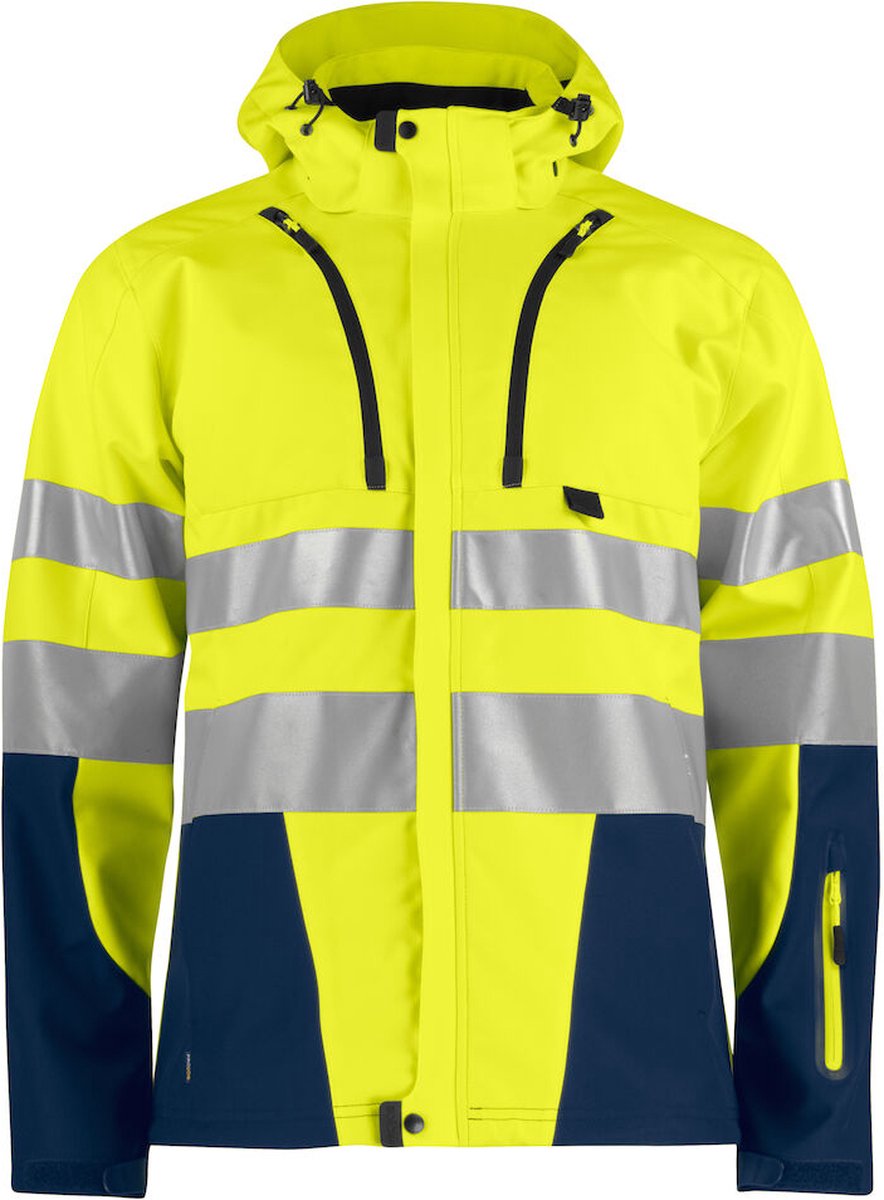 ProJob 6419 ONGEVOERDE SIGNALISATIESOFTSHELL EN ISO 20471 KLASSE 3 646419 - Geel/Marine - 4XL