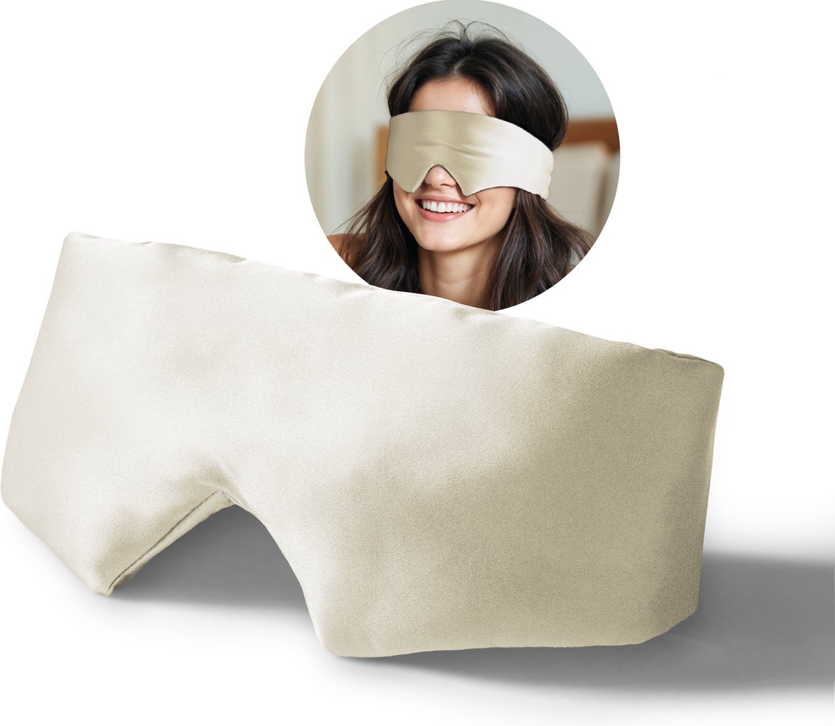 Sleeptime Zijden Slaapmasker - Silk Sleep Mask - 100% Verduisterend Oogmasker - Beige - 23 momme Moerbei Zijde - Mulberry Silk