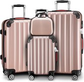 Bol.com Monzana Kofferset 4 delig - Hardcase Beautycase M L XL - Rosé aanbieding