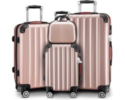 Monzana Kofferset - 4 Delig ABS Hardcase Beautycase - Rosé