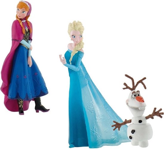 Bullyland 13446 – Speelset en verzamelfiguren Frozen met Anna, Elsa en Olaf – levensecht en detailrijk vormgegeven – ideaal als taartfiguur of cadeautje voor kinderen vanaf 3 jaar.