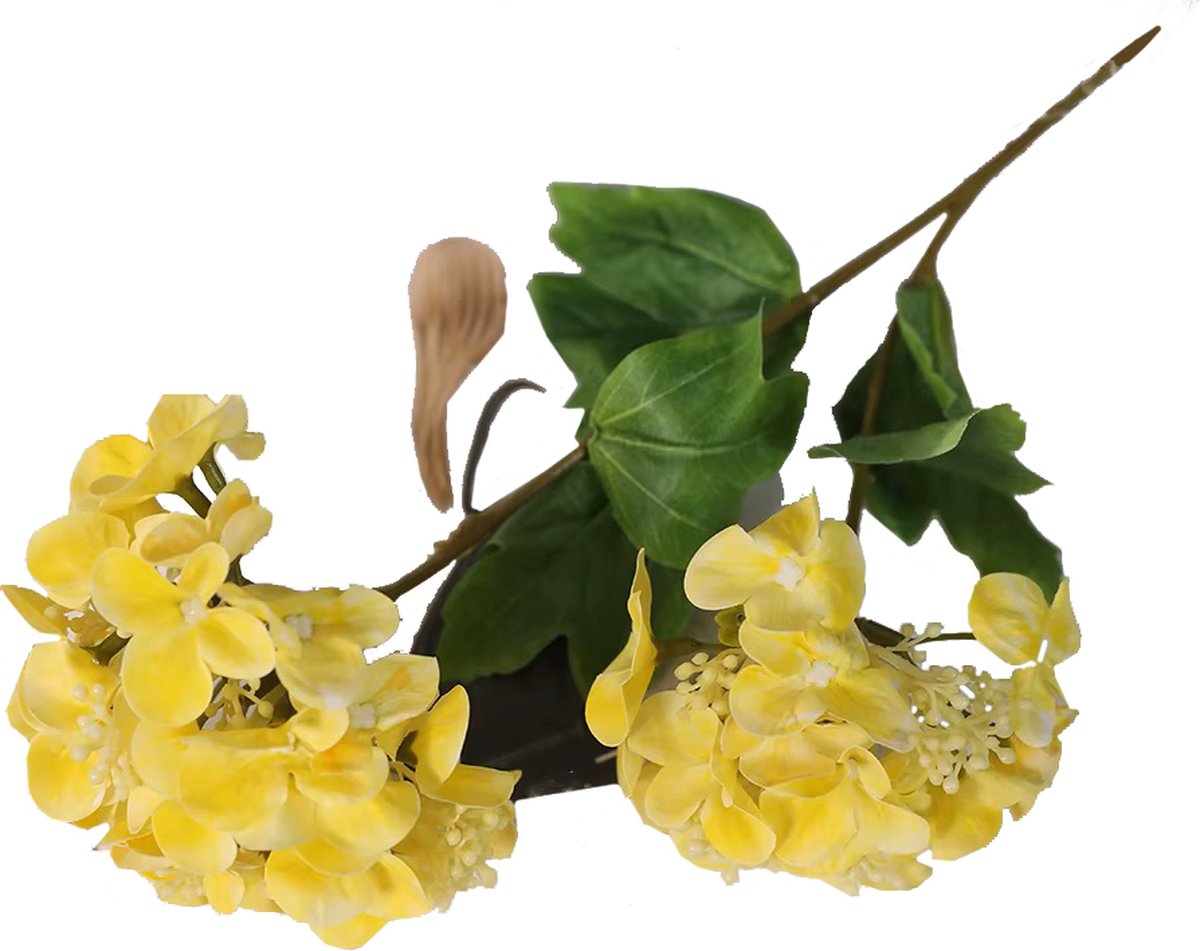 Steelbloem - kunstbloem hortensia klein bloemig 48 cm geel