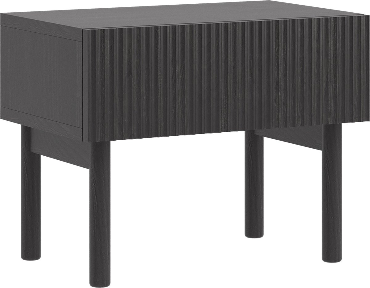 Selsey - NOLIE Nachtkastje met lade en poten - 50 cm - Portland Essenhout Zwart