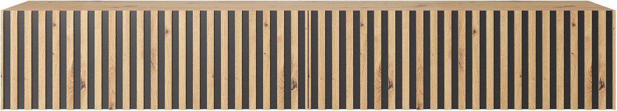Selsey Telire - RTV kast 175 cm - eiken artisan latten met zwarte inzet