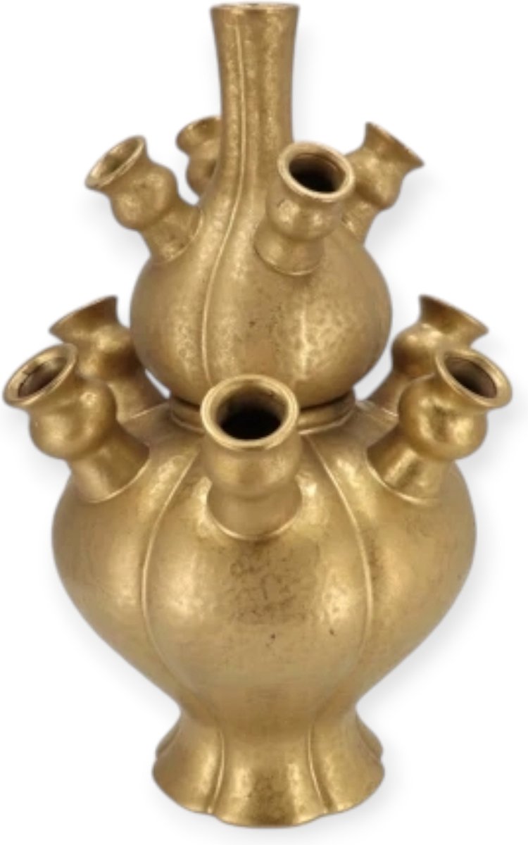 DK design Daan Kromhout - Vaas - Rotterdam - Tulpenvaas - Bloemenvaas - Keramiek - Goud - 25x25x36cm Robuust Goud