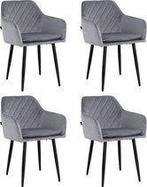 Chaises de salle à manger Lina® Noble - Grijs - Set de 4 - Velours