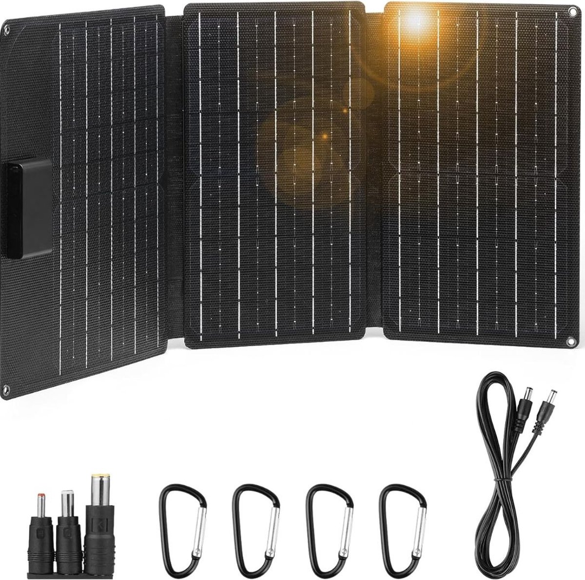 Zylo® Draagbaar Zonnepaneel - Solar Charger - Opvouwbaar Zonnepaneel - 30w - 32x25x2cm - Zwart