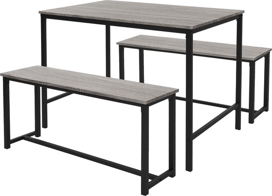 Portals eetgroep 21 - Zwart/teak - Terrassets om buiten te kunnen eten