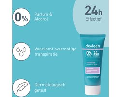 Deoleen Anti-transpirant - Crème Sensitive - Voorkomt overmatige transpiratie en transpiratiegeur - 24 uur effectief - 0% parfum & 0% alcohol - Dermatologisch getest - Deodorant - 50 ml