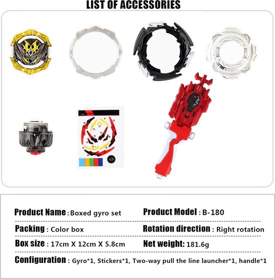 Burst Turbo Blade Kit de toupie de combat 12 en 1, toupie 4D Bey Metal Fusion S avec 3 lanceurs de rafale, poignée et valise, Bur-st Combattle S-et cadeau d'anniversaire