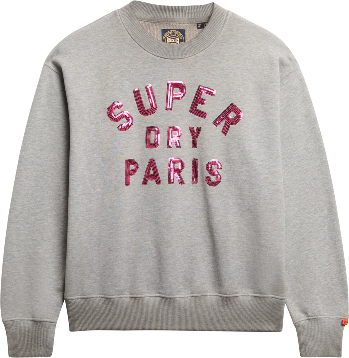 Superdry EMBELLISHED VARSITY LOOSE CREW Dames Trui Grijs