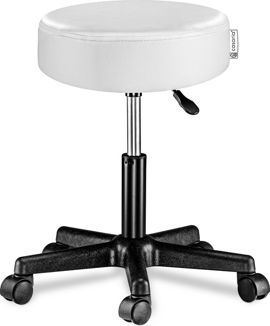 Casaria Verstelbare Draaikruk - 46/60cm Zithoogte – 1 Stuks Wit