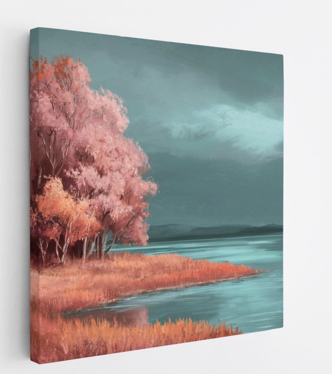 Saammp Canvas Schilderij - Abstract kunstwerk - botanisch - Landschap - Natuur - 30x30 - Foto op canvas - Wanddecoratie - Muurdecoratie Woonkamer - Slaapkamer decoratie - Canvas Print Multicolor