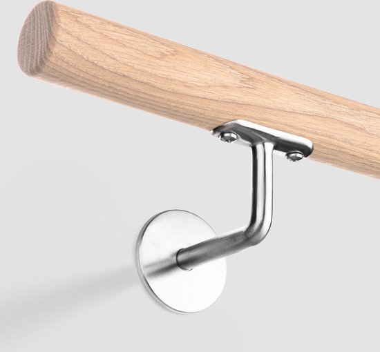 RVS trapleuninghouder Model C – Hol zadel – Blinde bevestiging (incl. bevestigingsmateriaal)