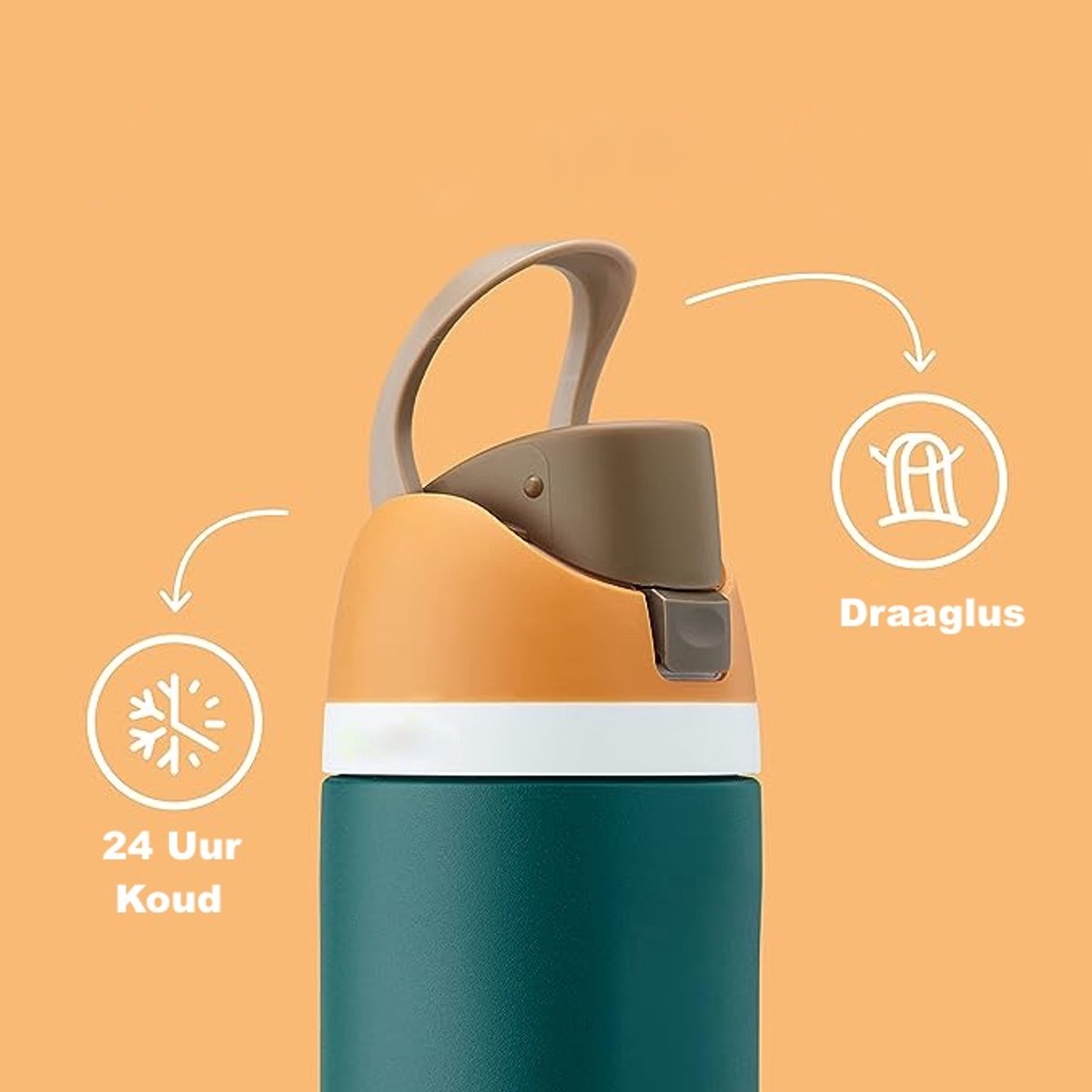 LYKKE® Freesip 3 Laagse Lekvrij Geïsoleerde RVS-fles met rietje voor sport, reizen en school BPA-vrije sportwaterfles, 20 oz, 570 ML, Roze (Flamingo Pink) thumbnail 8