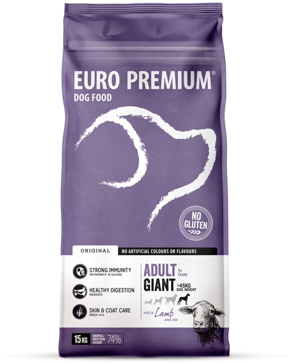 Euro Premium Adult Giant w/Lamb & Rice hondenvoer 2 x 15 kg