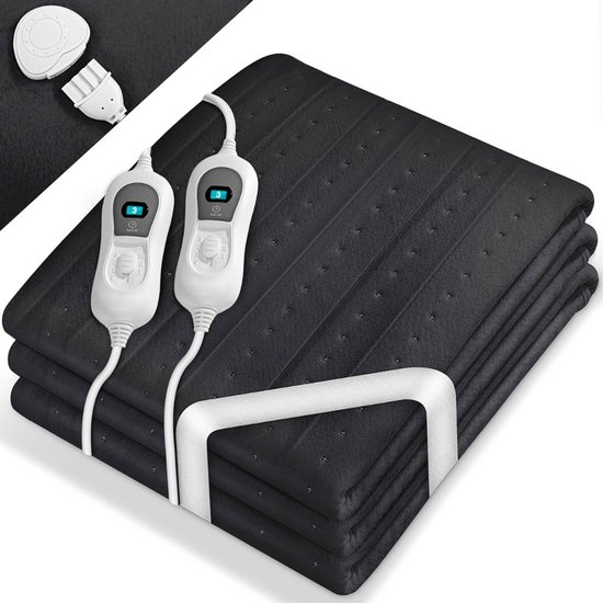 DailySupplies® Elektrische Onderdeken 2 Persoons - Warmtedeken Elektrisch - Extra Zacht - Antraciet