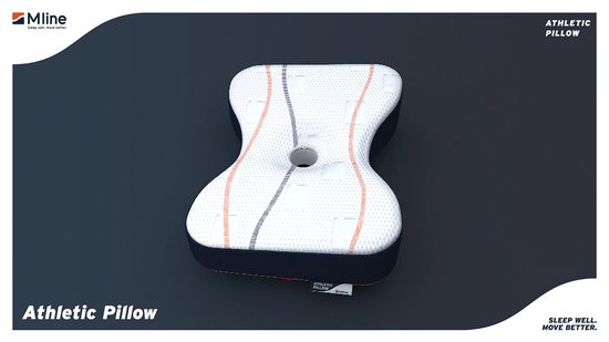 M line Athletic Pillow – ergonomisch hoofdkussen tegen nekklachten – traagschuim vlinderkussen – voor rug- en zijslapers