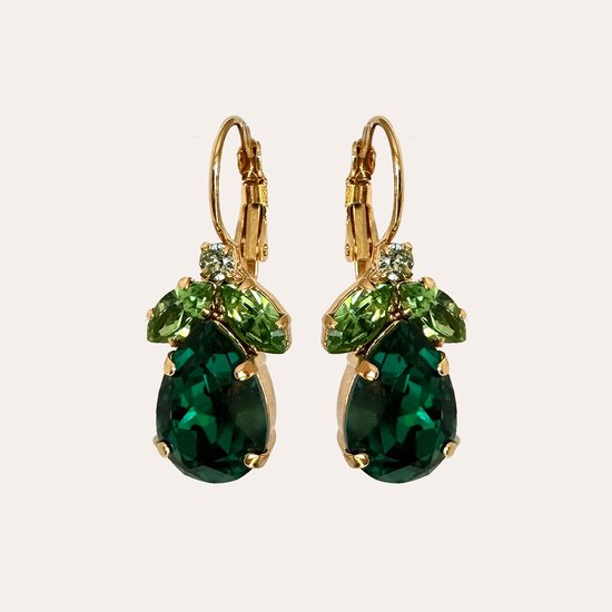 Oorbellen carnaval paars groen goud kristallen oorbellen carnaval