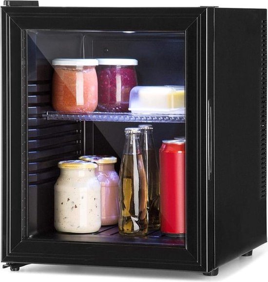 Luxe Mini Koelkast – Glazen Deur – Tafelmodel – Minibar – Skincare Fridge – Energiezuinig – Led Verlichting – 32L Inhoud – Zwart