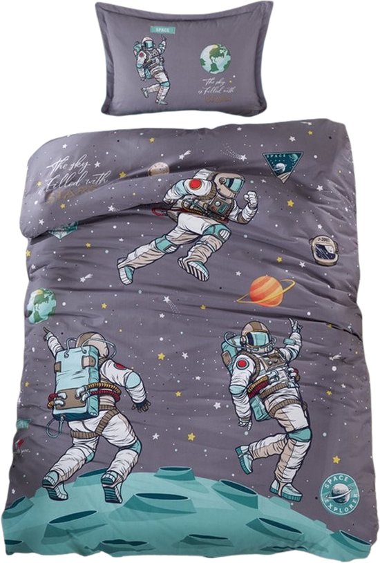 Decoware kinderdekbedovertrek Astronaut Ruimte - katoen - 140x220 + 60x70 cm
