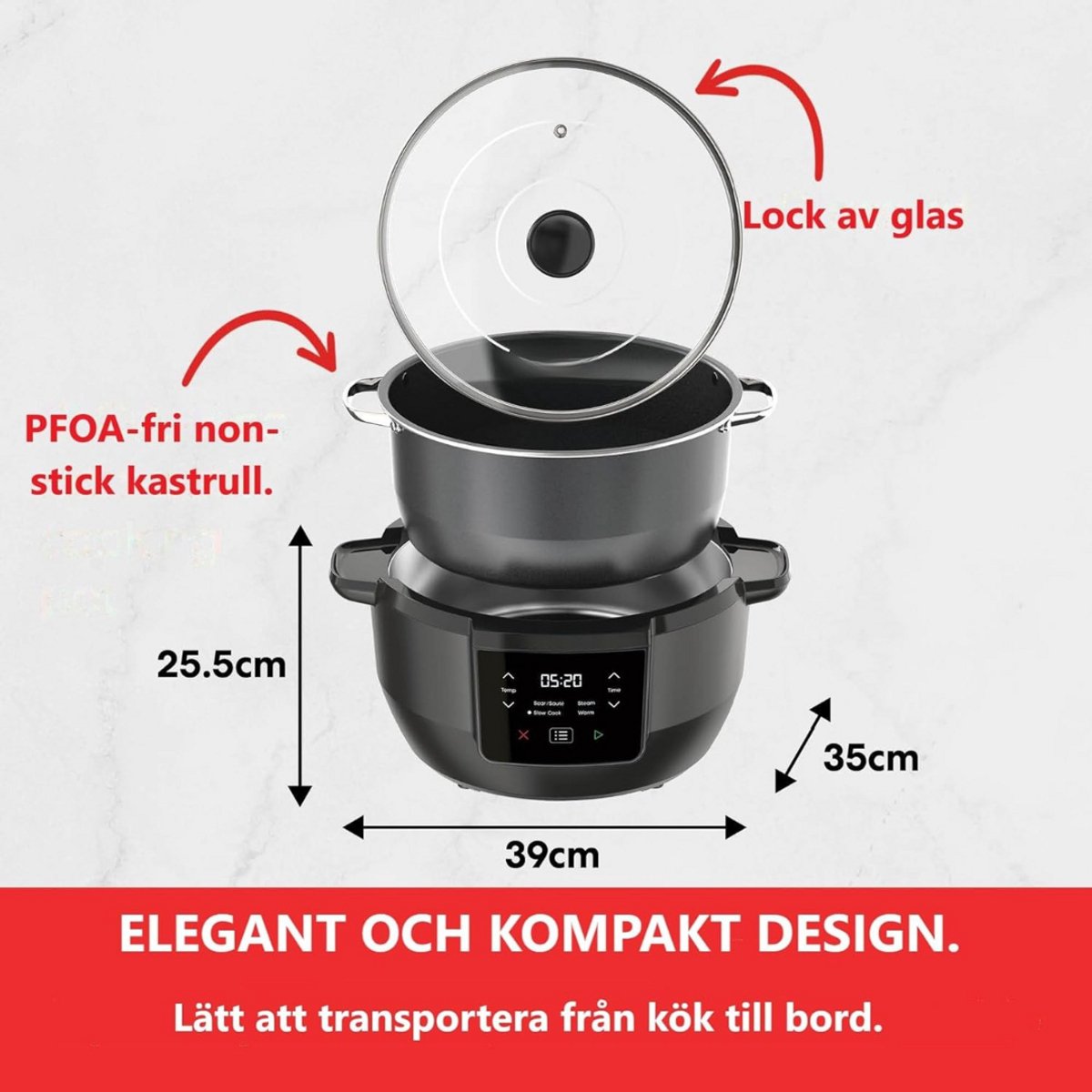 Afbeelding 3 van Slowcooker Met Timer - Digitale Slowcooker Met Timer - Programmeerbare Slowcooker - Hotpot - Elektrische Slowcooker - Binnenpan - Keramische Binnenpan - Timerfunctie - Warmhoudfunctie - Snelkookpan - Rijstkoker - RVS