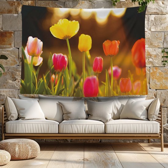 Ulticool - Tulipes Fleurs Nature - Affiche Tapisserie - 200x150 cm - Groot tapisserie - Affiche Jardin Tapisserie