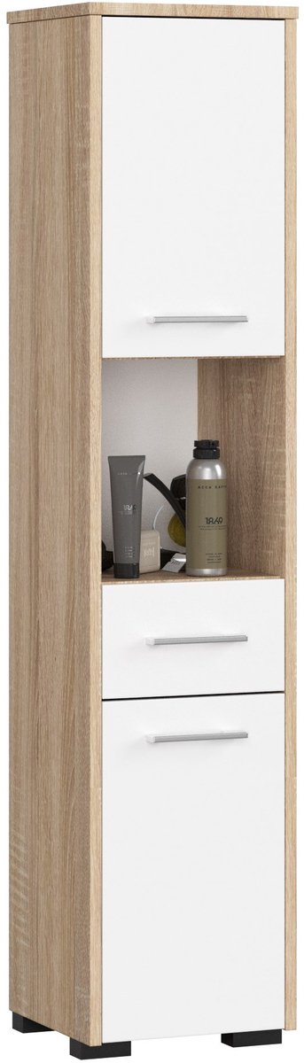 Kolomkast voor Badkamer FIN / AKORD Furniture Factory / Sonoma Eik - Wit / 30 x 140 x 30 cm