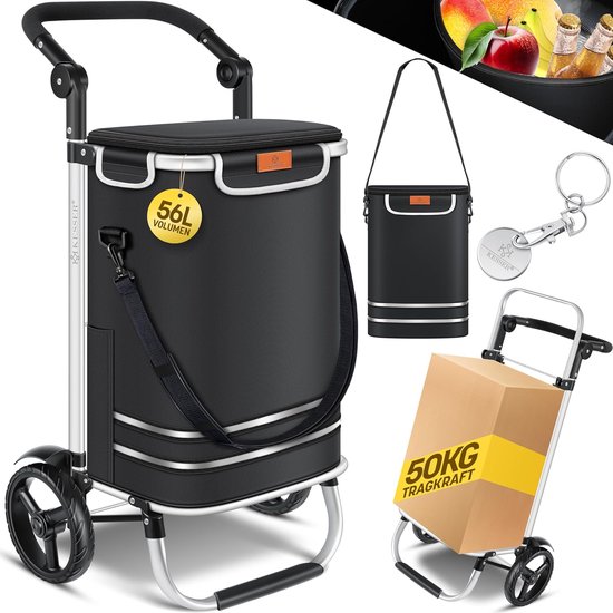 Berry Opvouwbare boodschappentrolley, 50 liter, zwart, 40 kg, kunststof