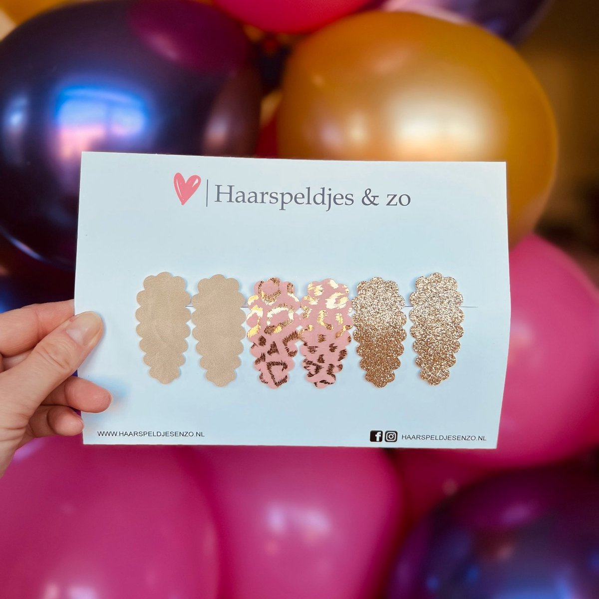 Haarspeldje Liz - golvend - setje - beige - roze - goud - 4 cm speldjes