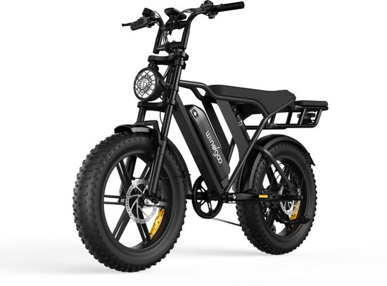 Windgoo F20 Elektrische Fatbike – Rijklaar Geleverd - Gratis Achterzitje - Windgoo Smart-app - 20 Inch - 250W Motor - 7 Versnellingen - 50 km Actieradius - Hydraulische Schijfremmen - Zwart