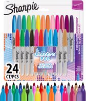 Sharpie Permanentmarkers | Fijne punt | electropop en diverse Kleuren | 24 stuks