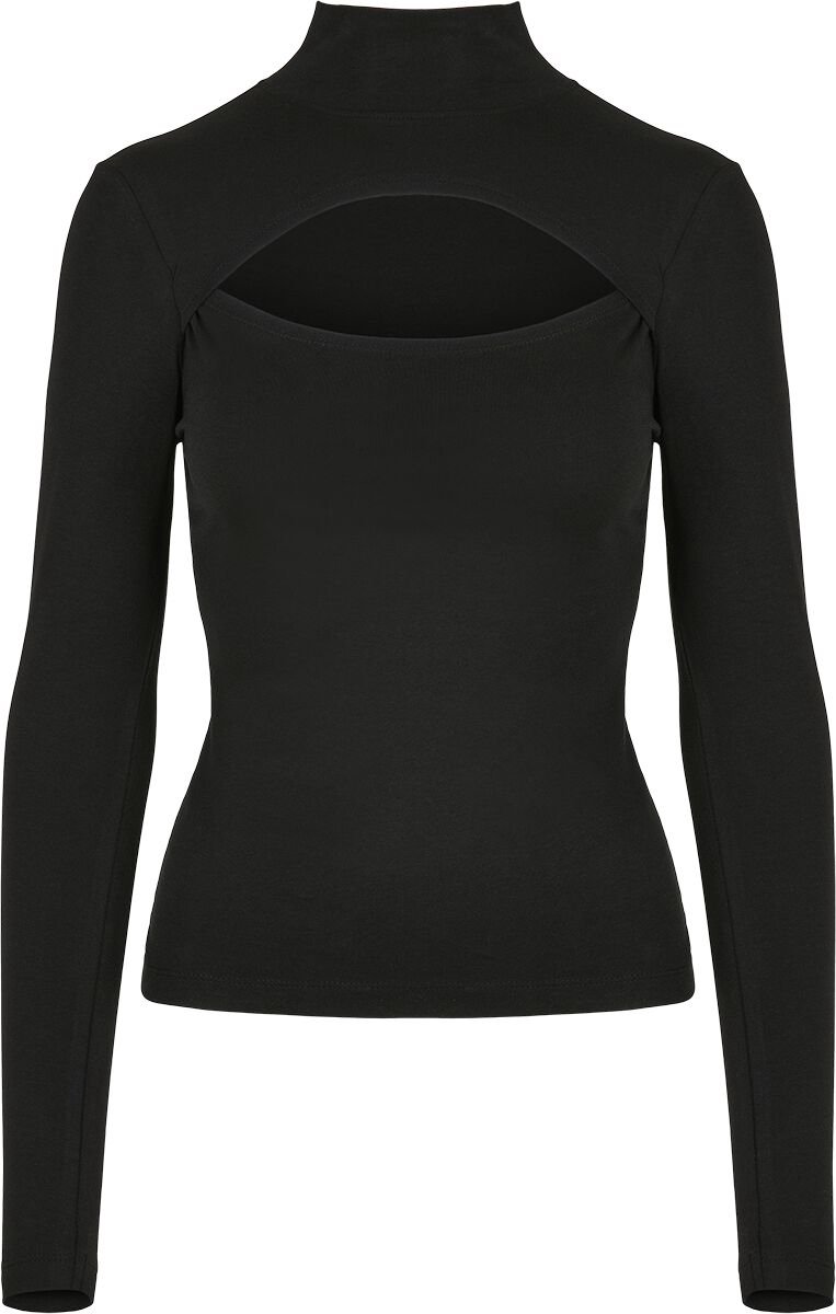 Urban Classics Cut-Out Turtleneck Longsleeve Dames Shirt met lange mouwen S Zwart