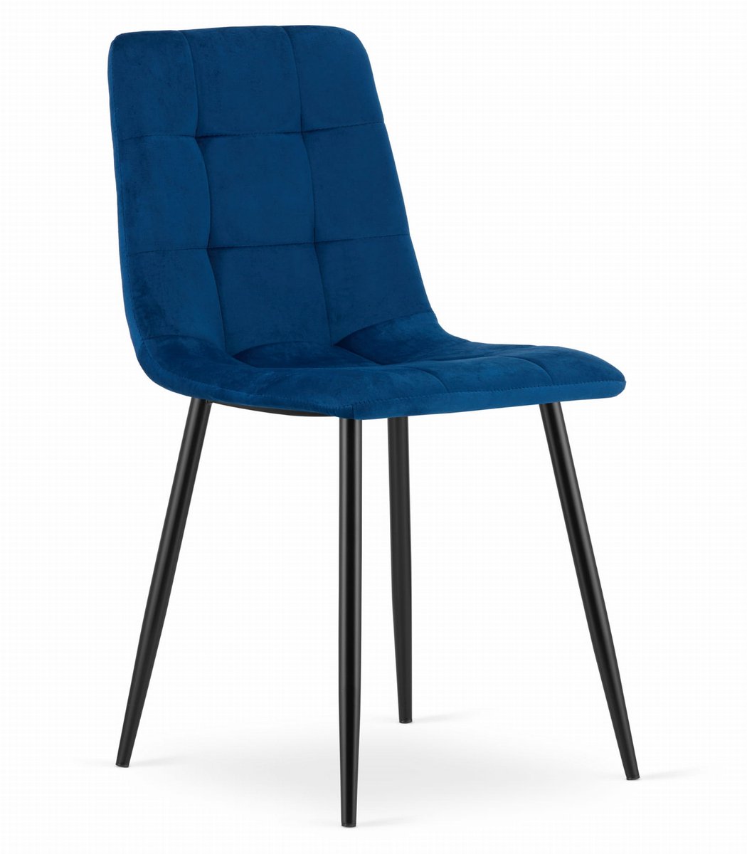 LEOBERT Eetkamerstoel KARA Donkerblauw – Velvet Bekleding, Zwarte Metalen Poten, Modern, Ergonomisch Design, Max. 120 kg