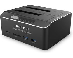 Dual Bay Harde Schijf Docking Station - USB 3.0 Aluminium Dockingstation voor HDD & SSD - Offline Klonen, Ondersteunt SD/TF-Kaart